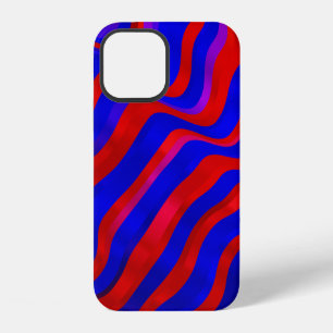 Funda Para iPhone 12 Azul claro, textura roja con líneas torcidas. Grad