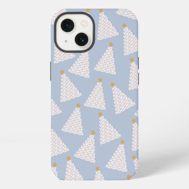 Funda Para iPhone Azul de árbol de Navidad (Reverso )