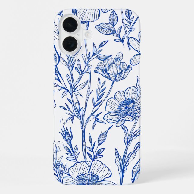 Funda Para iPhone Azul Floral (Reverso )