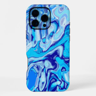 Funda Para iPhone 16 Pro Max Azul Marino Gélido Colorido Abstracto Líquido de M