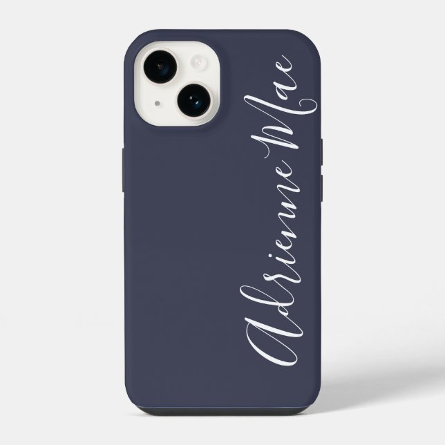 Funda Para iPhone Azul marino simplemente personalizado (Reverso )