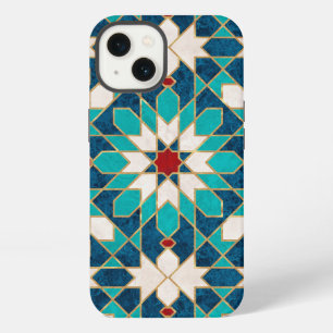 Azul Marino Teal Blanco Rojo Mármol Mosaico Marroq
