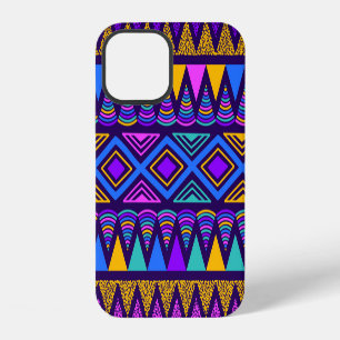 Funda Para iPhone 12 Azul Neon: Patrón Tribal Navajo
