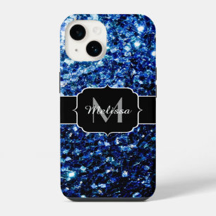 Funda Para iPhone 14 Azul oscuro profundo brillante falso brillo destel