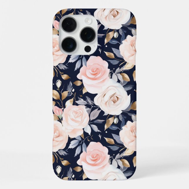 Funda Para iPhone Azul Rosa Floral Abstracto Chic (Reverso )
