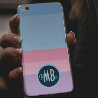 Funda Para iPhone 16 Pro Max Azul rosado y violeta color pastel Stripe monogram
