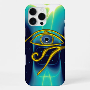 Funda Para iPhone 16 Pro Max AZUL TALISMAN ORO HORUS OJO Verde azulado, blanco