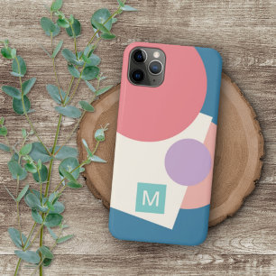 Funda Para iPhone 16 Pro Max Azul Teal Rosa Pastel Violeta Púrpura Mosaico
