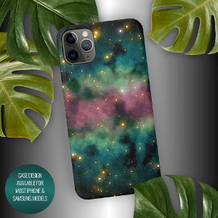 Funda Para iPhone 16 Pro Max Azul Teal Verde Rosa Púrpura Galaxia Vía Láctea