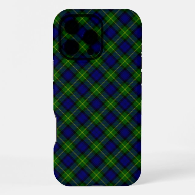 Funda Para iPhone azul verde cuadros tartán de Gordon (Reverso )