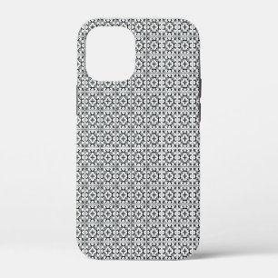 Funda Para iPhone 12 Mini Azulejo de estilo español en blanco y negro