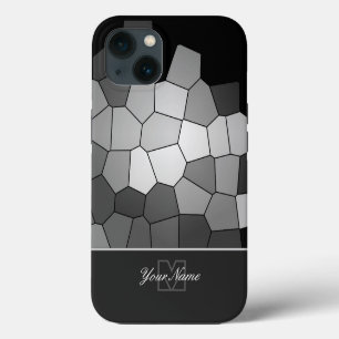¡Azulejos de mosaico en blanco y negro con monogra