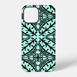 Funda Para iPhone 12 Azulejos marroquíes - azul aqua y negro
