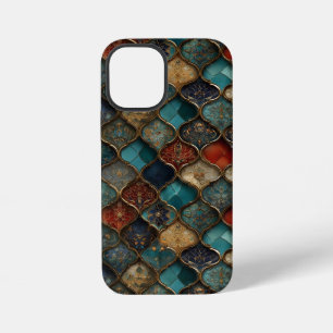 Funda Para iPhone 12 Mini Azulejos Marroquíes Ornamentados en Tonos de Joyas