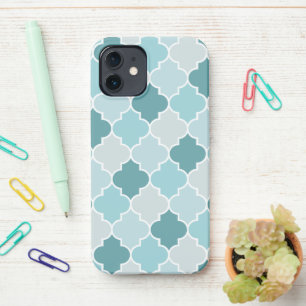 Funda Para iPhone 12 Azules Marroquíes, Latticework, quatrefoil