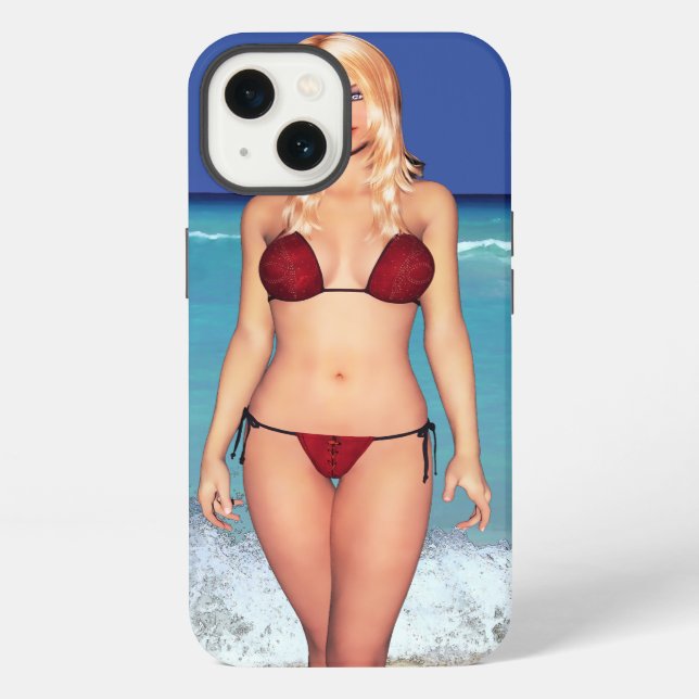 Funda Para iPhone Babe Blonde Bikini Beach (Reverso )