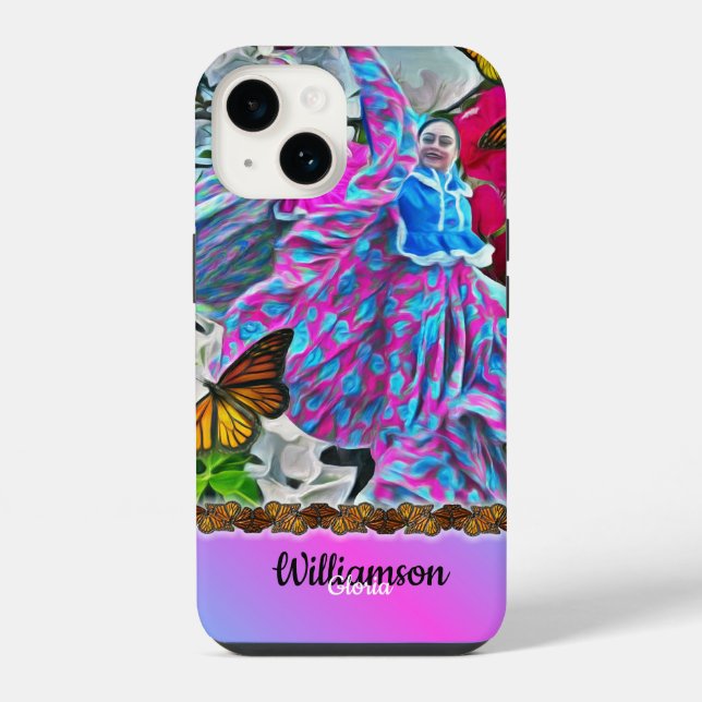 Funda Para iPhone Bailando con Flores & Mariposas PV01 (Reverso )