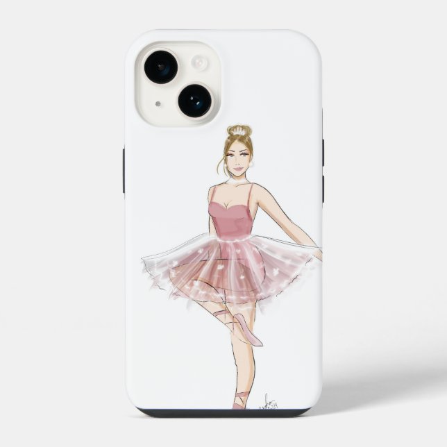 Funda Para iPhone bailarina de ballet, boceto de moda, (Reverso )