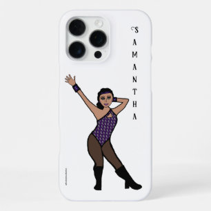 Funda Para iPhone 16 Pro Max Bailarina Personalizada Morado Estampado de Plata