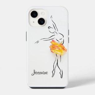Funda Para iPhone 14 Bailarina Rosa Bailarina de Ballet Nombre Personal
