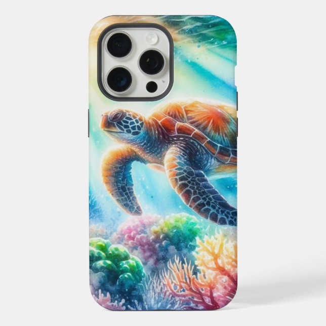 Funda Para iPhone Bajo el océano, la tortuga marina (Reverso )