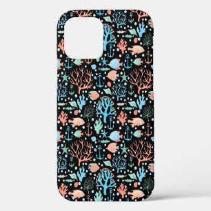 Funda Para iPhone 12 Pro Bajo el patrón acuarela del mar Oscuro