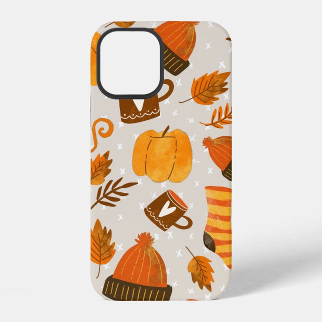 Funda Para iPhone Baldosa de patrón continuo con tema de otoño (Reverso )