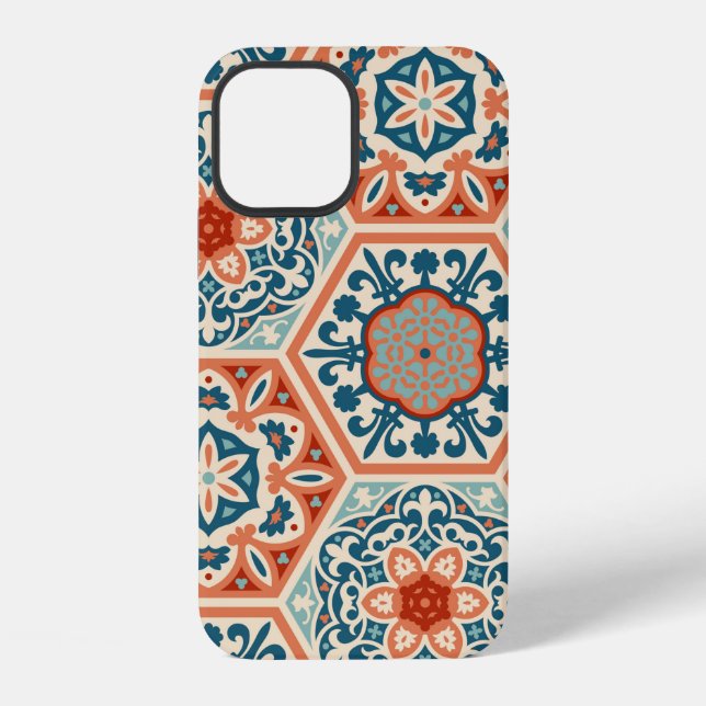 Funda Para iPhone Baldosas cerámicas de cemento hexagonal decoradas, (Reverso )