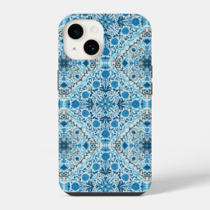 Funda Para iPhone 14 Baldosas florales azules