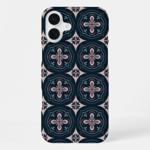 Funda Para iPhone 16 Plus baldosas geométricas florales de color terroso
