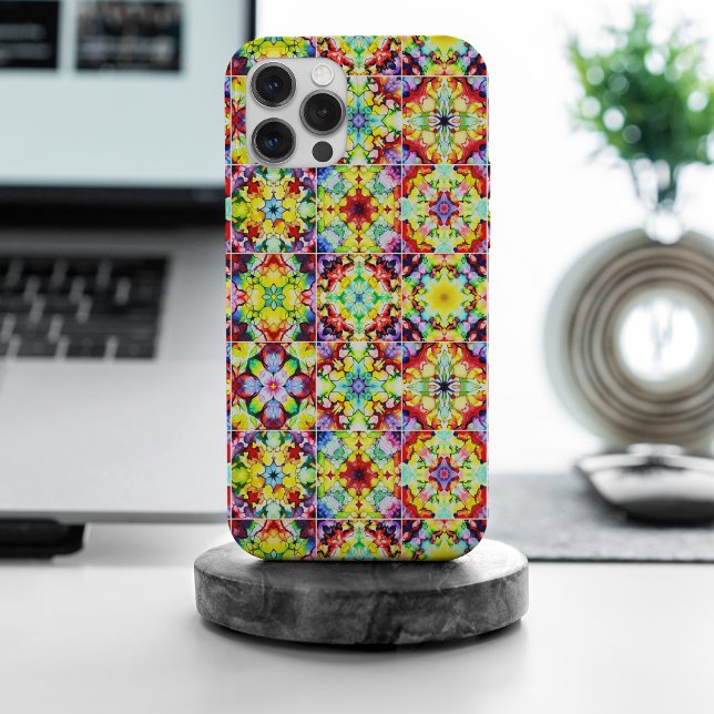 Funda Para iPhone Baldosas mediterráneas, mosaicos de tinta de alcoh (Subido por el creador)