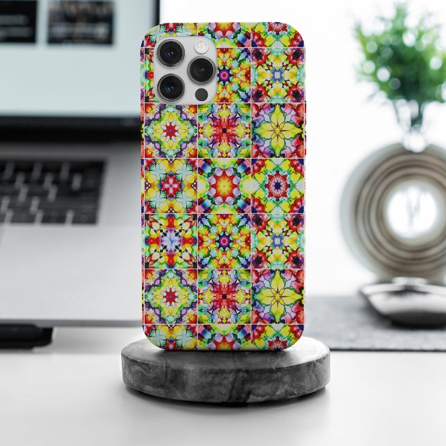 Funda Para iPhone Baldosas mediterráneas, mosaicos de tinta de alcoh (Subido por el creador)