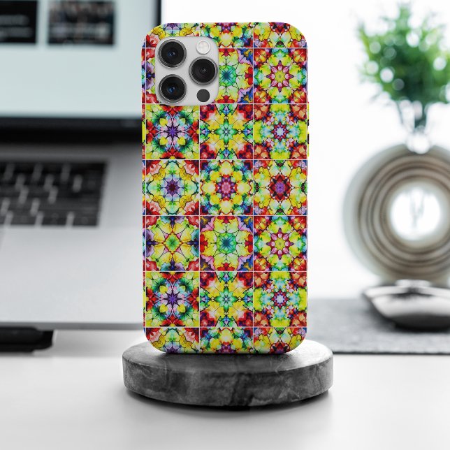 Funda Para iPhone Baldosas mediterráneas, mosaicos de tinta de alcoh (Subido por el creador)