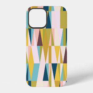 Funda Para iPhone 12 Baldosas triangulares coloridas, fondo vintage.