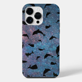 Funda Para iPhone 14 Pro Max ballena de tiburón de pez sombra en galaxia degrad