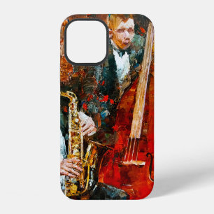Funda Para iPhone 12 Banda de jazz elegante tocando música en la escena