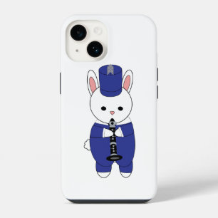 Funda Para iPhone 14 Banda de Música Clarinete Conejo Azul Blanco
