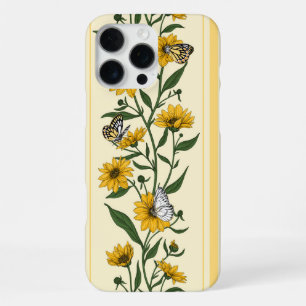 Funda Para iPhone 16 Pro Max Banda floral de raíz solar sobre blanco roto