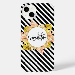 Funda Para iPhone 14 Plus Bandas cortas y monograma floral