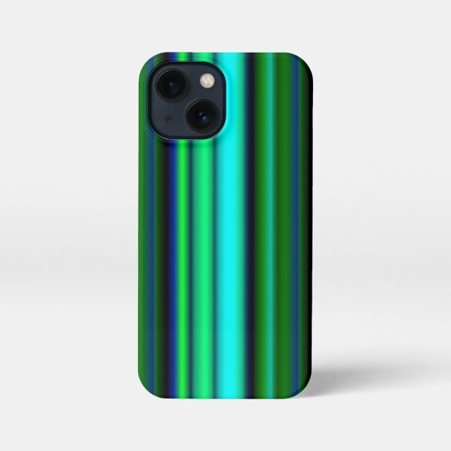 Funda Para iPhone Bandas de arco iris verde azul (Reverso )
