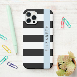 Funda Para iPhone 12 Pro Bandas en blanco y negro, rayas, líneas, nombre