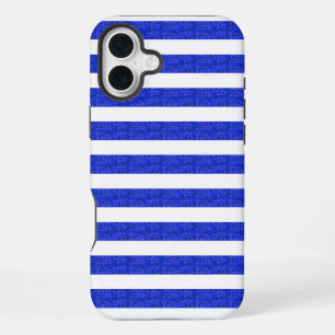 Funda Para iPhone 16 Plus Bandas geométricas azules de moda