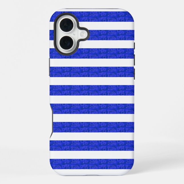 Funda Para iPhone Bandas geométricas azules de moda (Reverso )