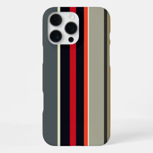 Funda Para iPhone 16 Pro Max Bandas multicolores de Plata Azul Amarillo Rojo