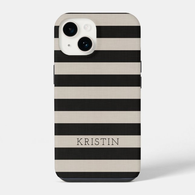 Funda Para iPhone Bandas negras rusas monogramadas (Reverso )