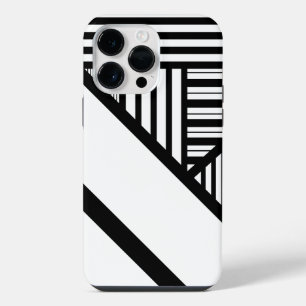 Funda Para iPhone 14 Pro Max Bandas triangulares en blanco y negro