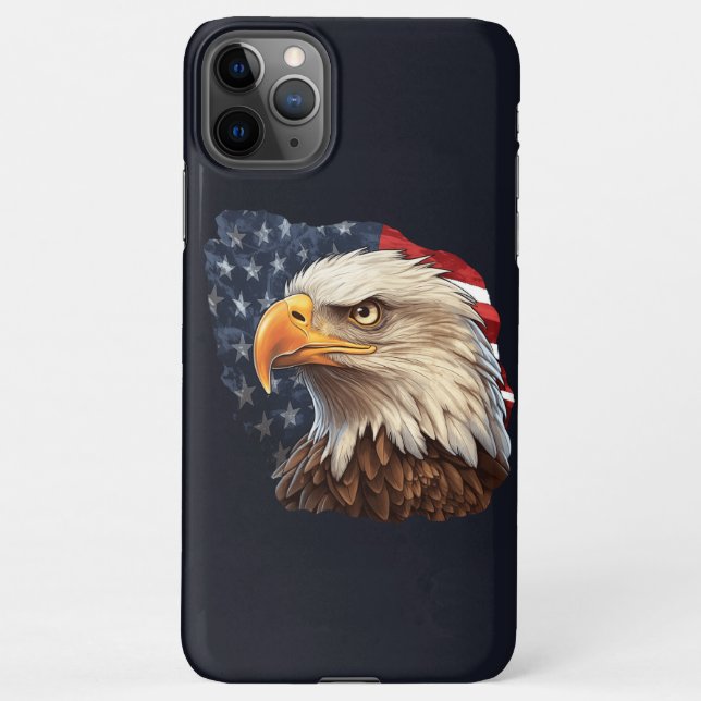 Funda Para iPhone Bandera americana águila calva (Reverso)