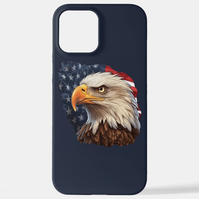 Funda Para iPhone Bandera americana águila calva (Reverso )