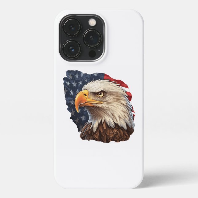 Funda Para iPhone Bandera americana águila calva (Reverso)