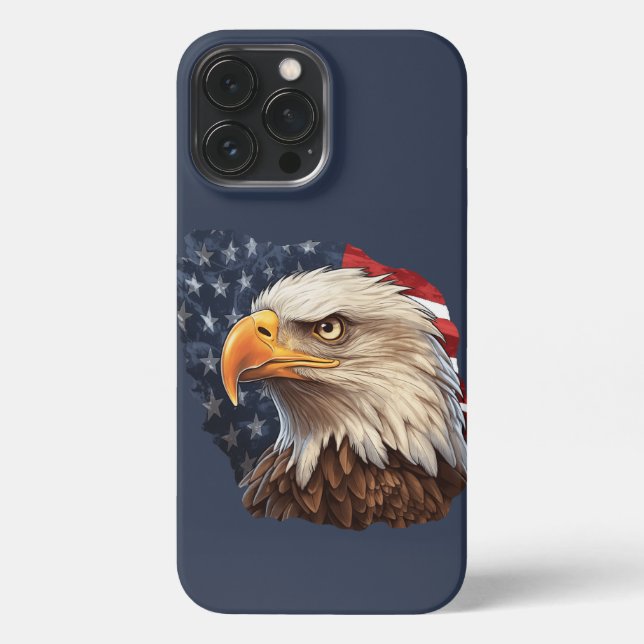 Funda Para iPhone Bandera americana águila calva (Reverso )